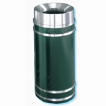 Glaro "Monte Carlo"green enamel satin aluminum funnel top waste receptacle with 9" opening, #783-F1556