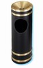 Glaro "Monte Carlo" black enamel satin brass funnel cover ash/trash receptacle with 6" opening, #783-F1955
