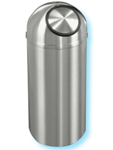 Glaro "New Yorker" all satin aluminum dome top self closing waste receptacle with 6" opening, #783-S1230SA