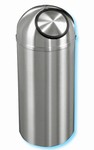Glaro "New Yorker" all satin aluminum dome top self closing waste receptacle with 7" opening, #783-S1536SA