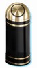 Glaro "Monte Carlo" black enamel satin brass dome top waste receptacle with 7" opening, #783-S1555