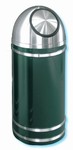 Glaro "Monte Carlo" green enamel satin aluminum dome top waste receptacle with 7" opening, #783-S1556