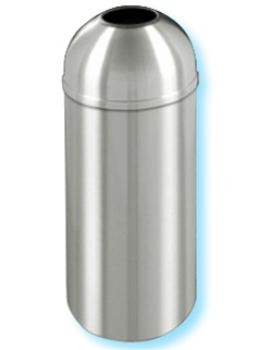 Glaro "New Yorker" all satin aluminum open dome top waste receptacle with 7" opening, #783-T1536SA