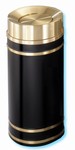 Glaro "Monte Carlo" black enamel satin brass tip action top waste receptacle with 9" opening, #783-TA1555