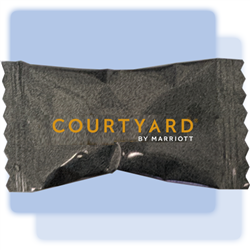 Courtyard peppermint soft candies in individual hot-stamped packaging