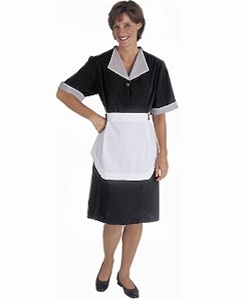 Women's black spun poly dress with grey cord trim, No. 843-9896
